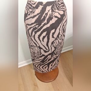 SHEIN Black and Taupe Animal Print Skirt- W Sz Small 4